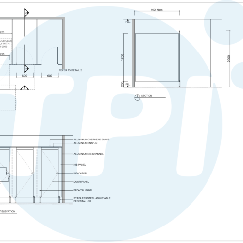 U-FIX Pedestal Mounted Overhead Braced (PO) - Toilet Partitions ...