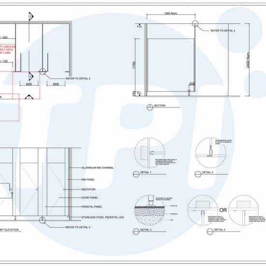 Cubicle - Recessed Pedestal Ceiling Fixed (RC) - Toilet Partitions ...