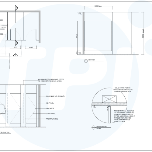 Cubicle - Floor Mounted Ceiling Fixed (FC) - Toilet Partitions ...