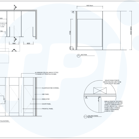 Cubicle - Floor Mounted Ceiling Fixed (FC) - Toilet Partitions ...