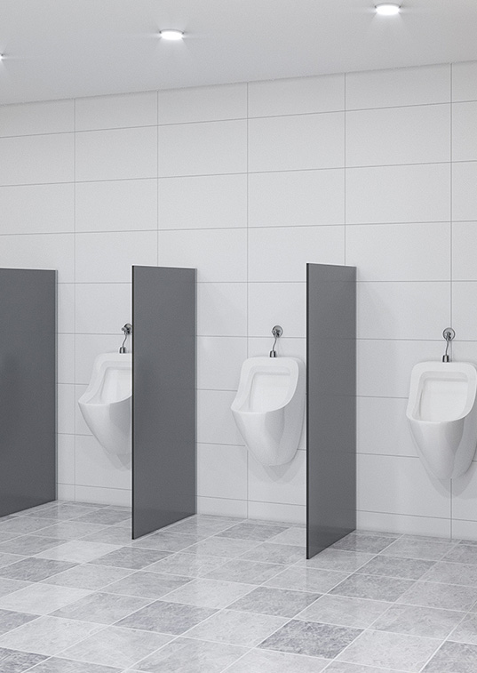 Urinal Screens and Privacy Partitions - floor mounted