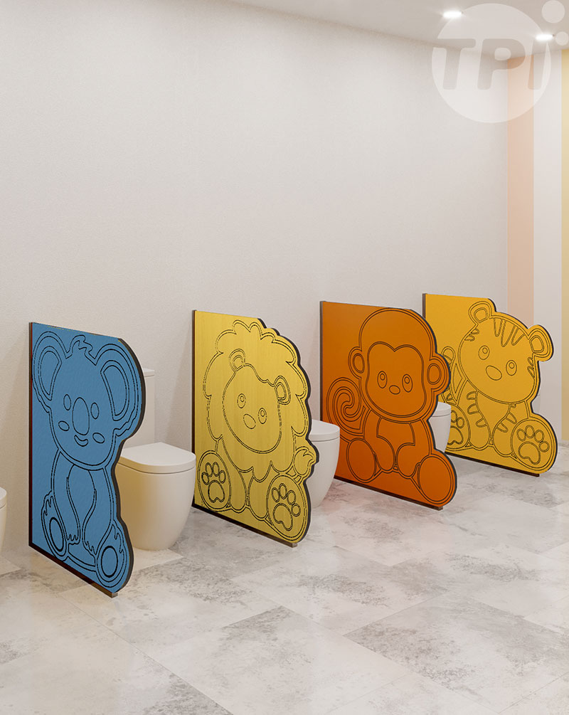 Urinal / Privacy Screen - Floor Mounted Childcare Animal Dividers