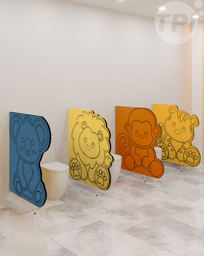 Urinal / Privacy Screen - Pedestal Mounted Childcare Animal Dividers